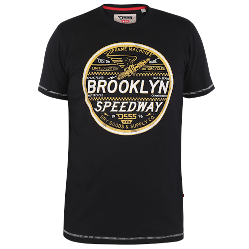 D555 Wadebridge Brooklyn Speedway Print T-Shirt Schwarz